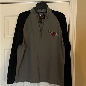 Harley-Davidson Black and Gray Quarter-Zip Top